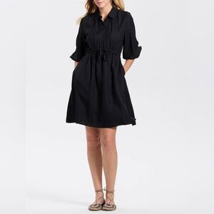 Universal Thread Black Puff Sleave Dress with Waist Tie NWT